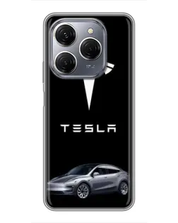 Чехол для TECNO Spark 20 Pro с картинкой «Tesla Model Y»
