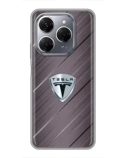 Чехол для TECNO Spark 20 Pro с картинкой «Металлическая текстура Tesla»