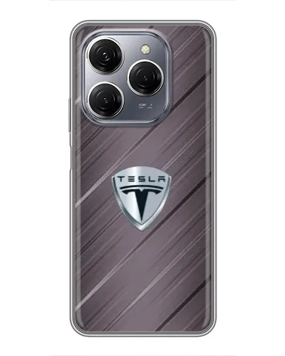 Чехол для TECNO Spark 20 Pro с картинкой «Металлическая текстура Tesla»