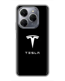 Чехол для TECNO Spark 20 Pro с картинкой «Tesla White Logo»