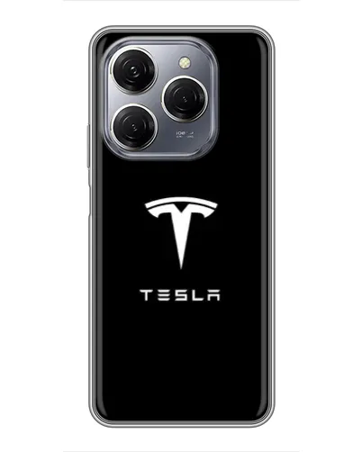 Чехол для TECNO Spark 20 Pro с картинкой «Tesla White Logo»