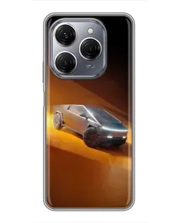 Чехол для TECNO Spark 20 Pro с картинкой «Cybertruck в пустыне»