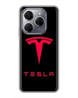 Чехол для TECNO Spark 20 Pro с картинкой «Tesla Red Logo»