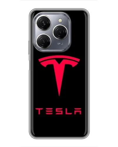 Чехол для TECNO Spark 20 Pro с картинкой «Tesla Red Logo»