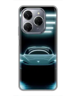 Чехол для TECNO Spark 20 Pro с картинкой «Tesla в неоне»