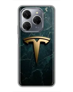 Чехол для TECNO Spark 20 Pro с картинкой «Мраморная Tesla Gold»