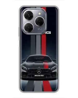 Чехол для TECNO Spark 20 Pro с картинкой «Mercedes — белый карбон»