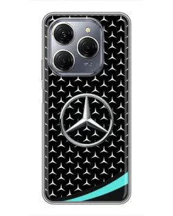 Чехол для TECNO Spark 20 Pro с картинкой «Mercedes — бирюзовый акцент»