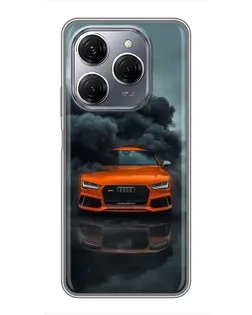 Чехол для TECNO Spark 20 Pro с картинкой «Audi в облаках дыма»