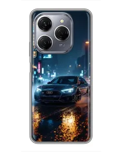 Чехол для TECNO Spark 20 Pro с картинкой «Ночной город и Audi»