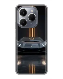Чохол для TECNO Spark 20 Pro з картинкою «Lamborghini золоті лінії»