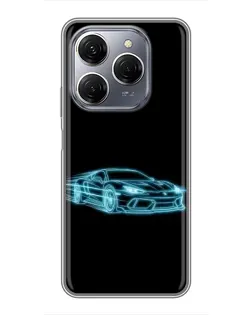 Чохол для TECNO Spark 20 Pro з картинкою «Неоновий контур Lamborghini»