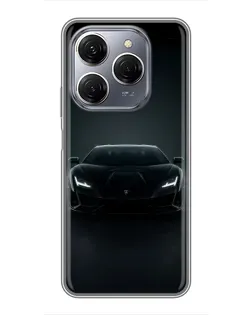 Чохол для TECNO Spark 20 Pro з картинкою «Чорний Lamborghini Aventador»