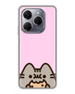 Чехол для TECNO Spark 20 Pro с картинкой «Pusheen и печенье»