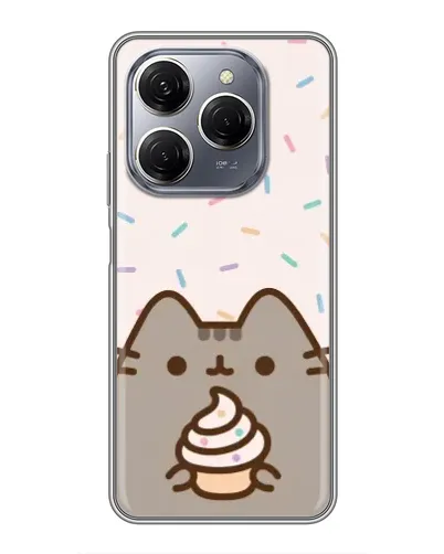 Чехол для TECNO Spark 20 Pro с картинкой «Пушин с кексом»