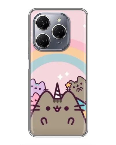 Чехол для TECNO Spark 20 Pro с картинкой «Единорог Pusheen»