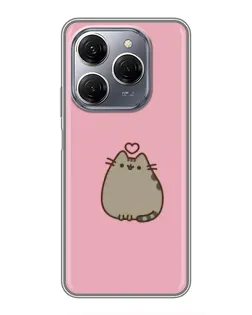 Чехол для TECNO Spark 20 Pro с картинкой «Pusheen сердце»