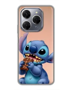 Чехол для TECNO Spark 20 Pro с картинкой «Стич ест шоколад»