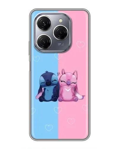 Чехол для TECNO Spark 20 Pro с картинкой «Stitch и Angel Love»