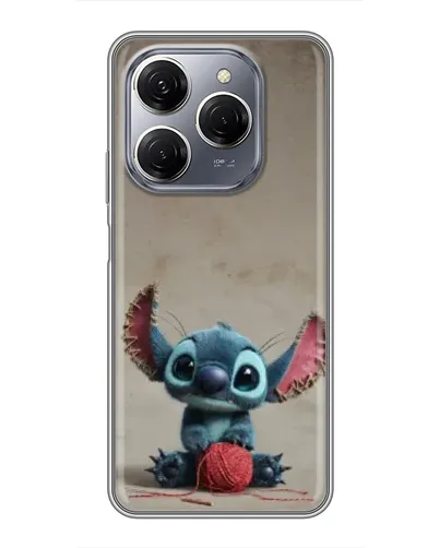 Чехол для TECNO Spark 20 Pro с картинкой «Стич на коричневом фоне»