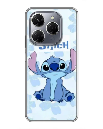 Чехол для TECNO Spark 20 Pro с картинкой «Stitch среди цветов»