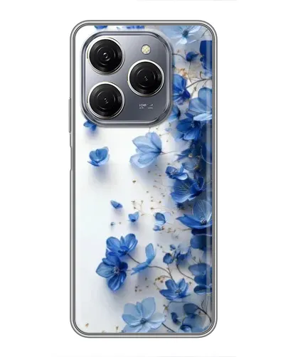 Чехол для TECNO Spark 20 Pro с картинкой «Голубой цветочный каскад»