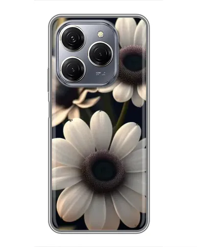 Чехол для TECNO Spark 20 Pro с картинкой «Белые маргаритки макро»