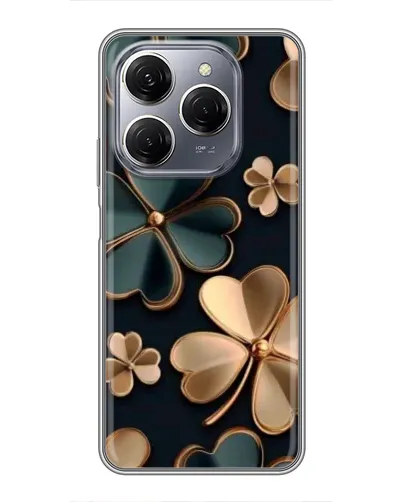 Чехол для TECNO Spark 20 Pro с картинкой «Клевер в золоте»