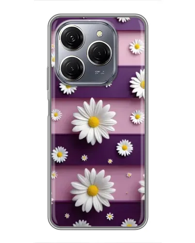 Чехол для TECNO Spark 20 Pro с картинкой «Ромашки на фиолетовом»