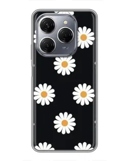Чохол для TECNO Spark 20 Pro з картинкою «Ромашки на чорному» Чохол для TECNO Spark 20 Pro з картинкою «Ромашки на чорному»
