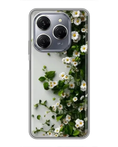 Чехол для TECNO Spark 20 Pro с картинкой «Ветка мелких белых цветов»