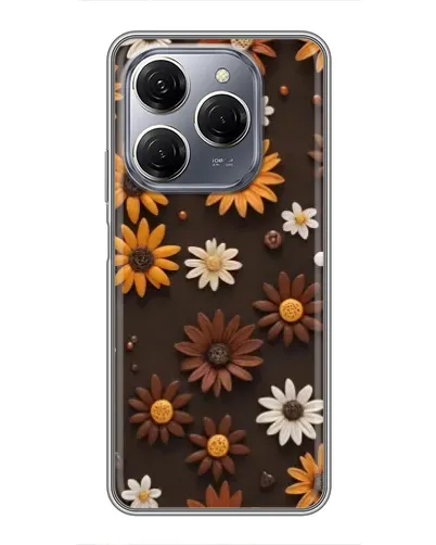 Чехол для TECNO Spark 20 Pro с картинкой «Узор из маленьких подсолнухов»