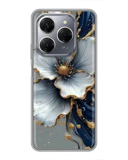 Чохол для TECNO Spark 20 Pro з картинкою «Біла квітка та золотий флюїд» Чохол для TECNO Spark 20 Pro з картинкою «Біла квітка та золотий флюїд»