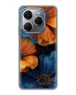 Чохол для TECNO Spark 20 Pro з картинкою «Яскрава синьо-помаранчева флора» Чохол для TECNO Spark 20 Pro з картинкою «Яскрава синьо-помаранчева флора»
