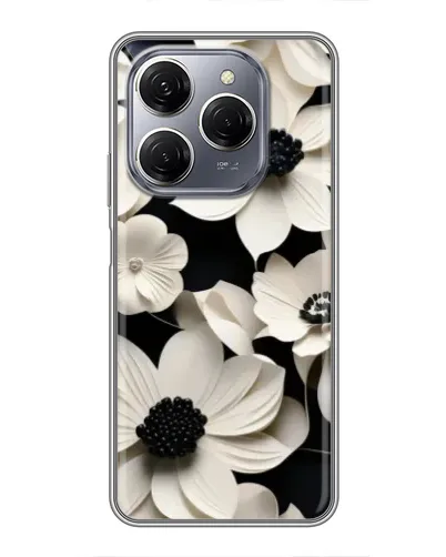 Чехол для TECNO Spark 20 Pro с картинкой «Объемные белые цветы»