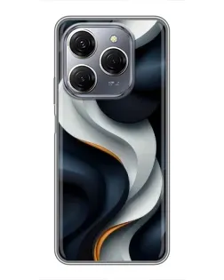 Чехол для TECNO Spark 20 Pro с картинкой «Объемные черно-белые ленты» Чехол для TECNO Spark 20 Pro с картинкой «Объемные черно-белые ленты»