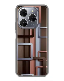 Чехол для TECNO Spark 20 Pro с картинкой «Коричневые объемные квадраты» Чехол для TECNO Spark 20 Pro с картинкой «Коричневые объемные квадраты»