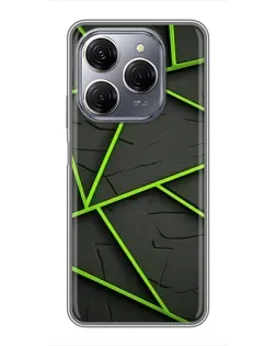 Чохол для TECNO Spark 20 Pro з картинкою «Зелені геометричні лінії»