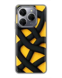 Чохол для TECNO Spark 20 Pro з картинкою «Чорне жовте переплетення»
