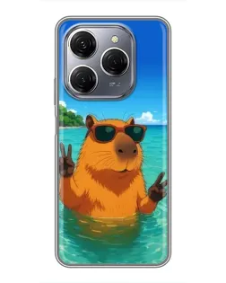 Чехол для TECNO Spark 20 Pro с картинкой «Морская капибара»
