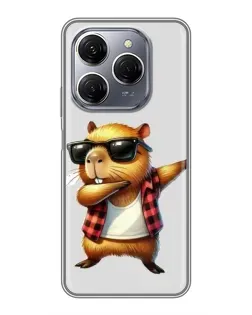 Чехол для TECNO Spark 20 Pro с картинкой «Капибара рэпер даб»