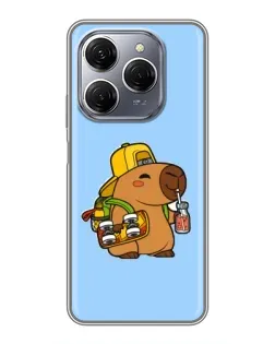 Чехол для TECNO Spark 20 Pro с картинкой «Капибара на скейте»