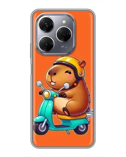 Чехол для TECNO Spark 20 Pro с картинкой «Капибара на скутере»
