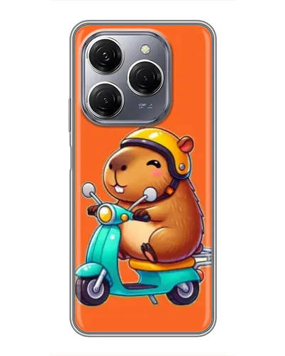 Чехол для TECNO Spark 20 Pro с картинкой «Капибара на скутере»