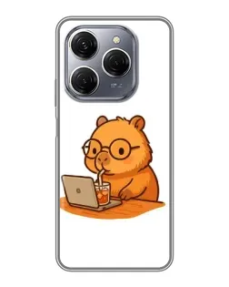 Чехол для TECNO Spark 20 Pro с картинкой «Капибара с ноутбуком»