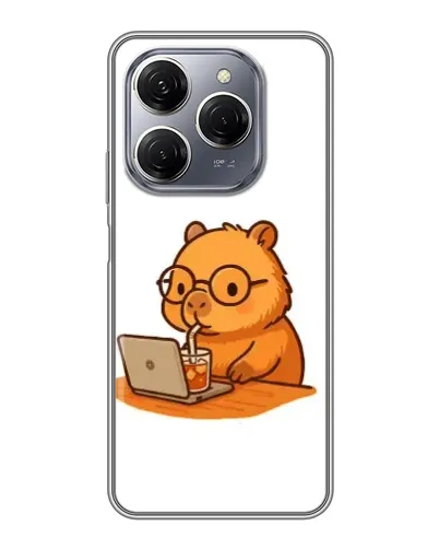 Чехол для TECNO Spark 20 Pro с картинкой «Капибара с ноутбуком»