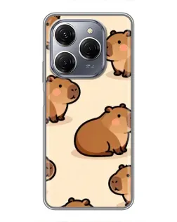 Чехол для TECNO Spark 20 Pro с картинкой «Паттерн милых капибар»