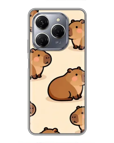 Чехол для TECNO Spark 20 Pro с картинкой «Паттерн милых капибар»
