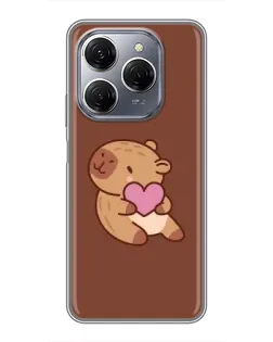 Чехол для TECNO Spark 20 Pro с картинкой «Капибара с сердцем»