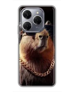 Чехол для TECNO Spark 20 Pro с картинкой «Капибара золотая цепь»